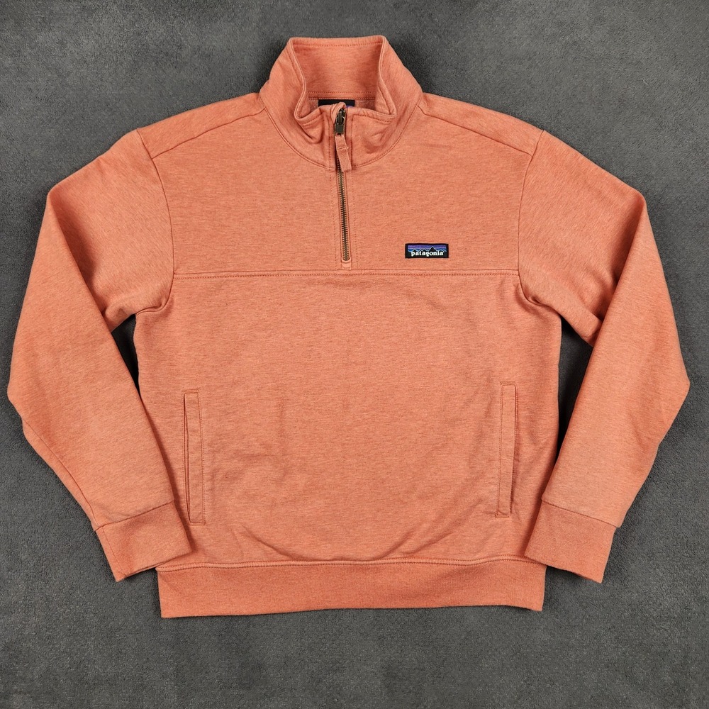 Patagonia Ahnya 1/4 Zip Pullover Womens XS Coral Heather Organic Cotton 42150
